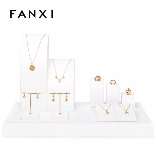 FANXI luxury metal frame with white microfiber jewellery display set