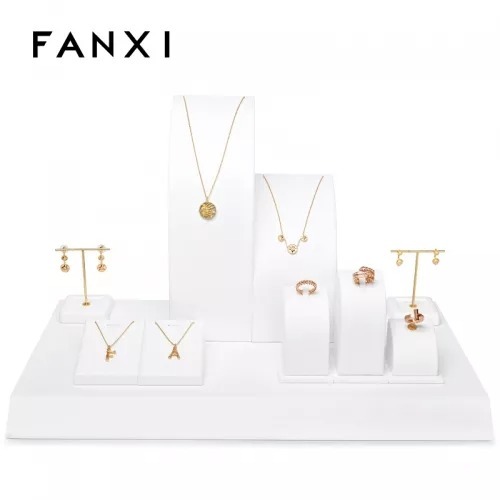 FANXI luxury metal frame with white microfiber jewellery display set