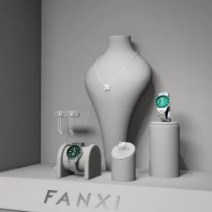 FANXI luxury gray colour jewelry display set with microfiber