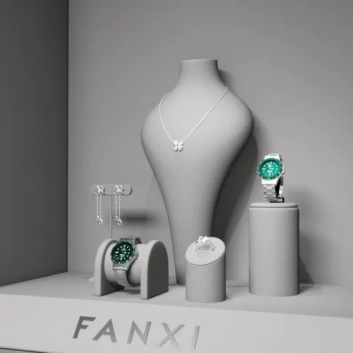 FANXI luxury gray colour jewelry display set with microfiber