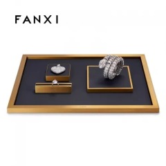 FANXI luxury metal jewelry display stand holder with leather