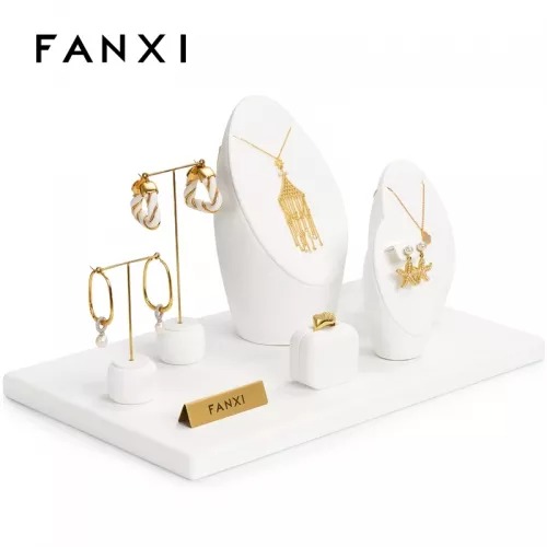 FANXI luxury new style white colour jewelry display set