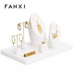 FANXI luxury new style white colour jewelry display set