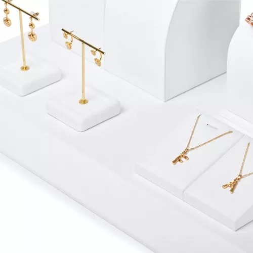 FANXI luxury metal frame with white microfiber jewellery display set