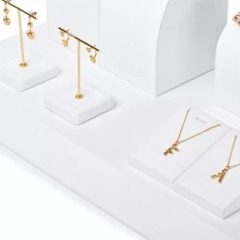 FANXI luxury metal frame with white microfiber jewellery display set