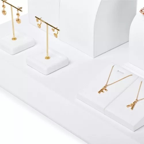 FANXI luxury metal frame with white microfiber jewellery display set