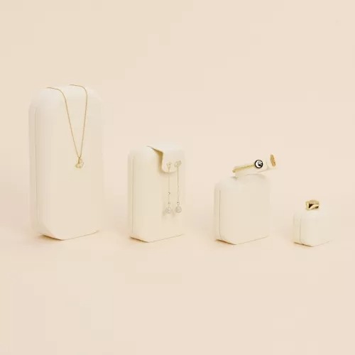 FANXI new customized beige microfiber jewelry display stand ring earrings pendant bracelet bangle necklace jewelry display set