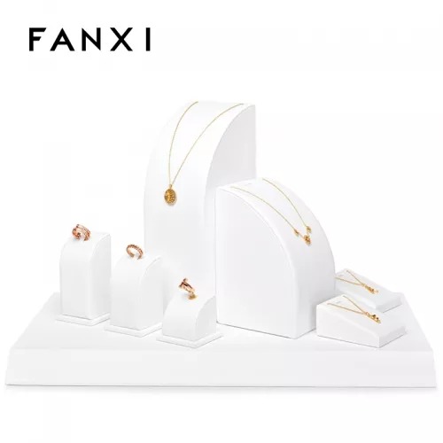 FANXI luxury metal frame with white microfiber jewellery display set