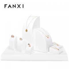 FANXI luxury metal frame with white microfiber jewellery display set
