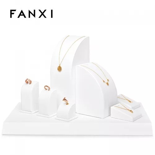 FANXI luxury metal frame with white microfiber jewellery display set