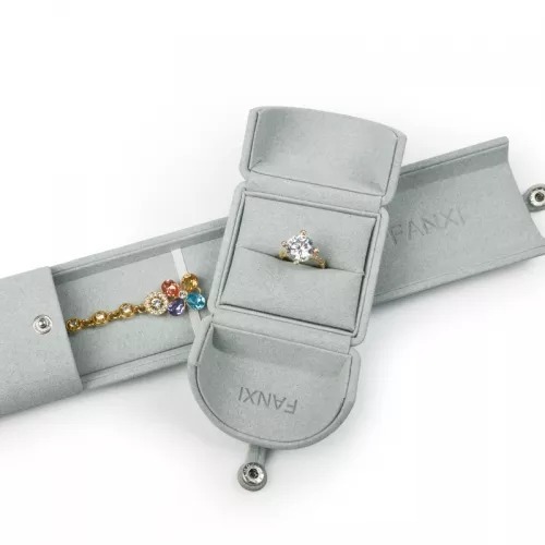 FANXI high end gray microfiber jewelry packaging box FANXI high end gray microfiber jewelry packaging box