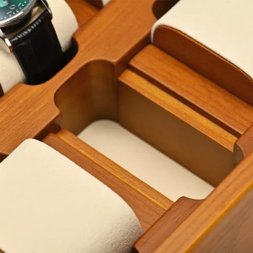 Wooden watch organizer case with glass window