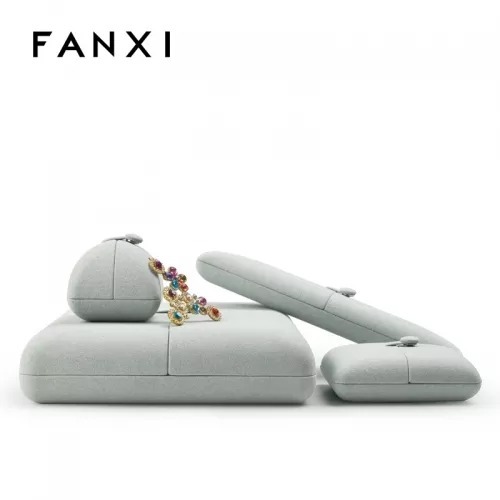 FANXI high end gray microfiber jewelry packaging box FANXI high end gray microfiber jewelry packaging box