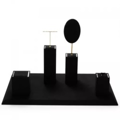 FANXI luxury black microfiber jewelry display stand set with metal