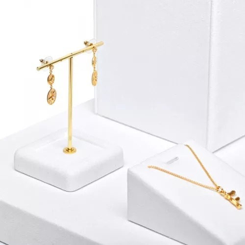 FANXI luxury metal frame with white microfiber jewellery display set