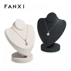 Custom colour black white leather necklace display bust