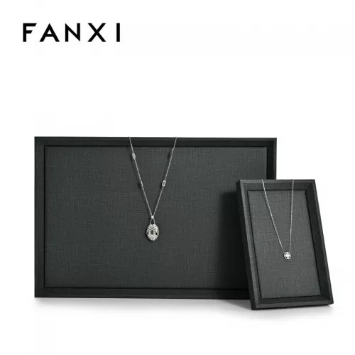 Black PU leather jewellery display tray