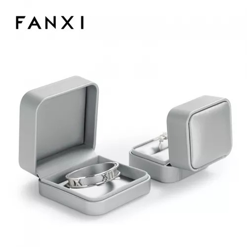 Gun gray PU leather jewelry packaging box