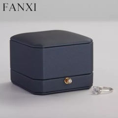 Custom logo/colour navy blue leather jewelry packaging box