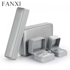 Gun gray PU leather jewelry packaging box