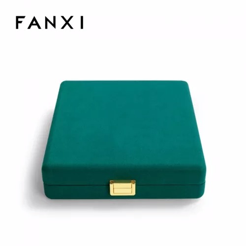 Custom logo & colour leather jewelry necklace box with microfiber inside
