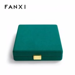 Custom logo & colour leather jewelry necklace box with microfiber inside