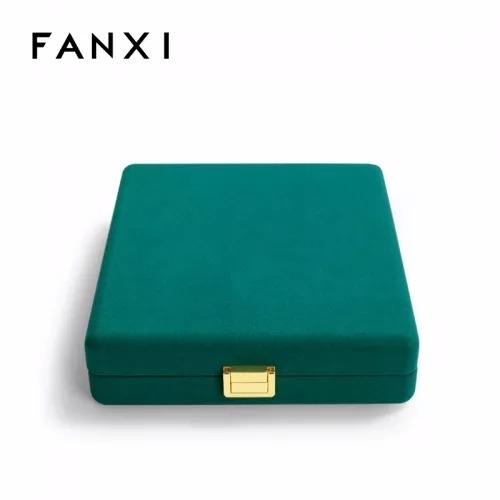 Custom logo & colour leather jewelry necklace box with microfiber inside