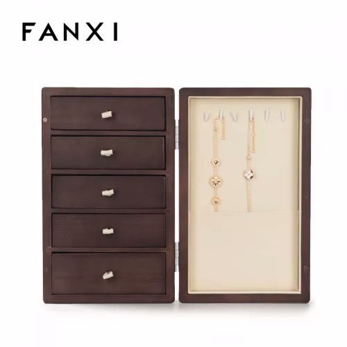 Wooden jewelry organizer storage box case