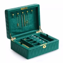 Multi function green PU leather jewelry organizer box case Multi function green PU leather jewelry organizer box case