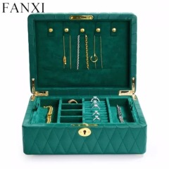 Multi function green PU leather jewelry organizer box case Multi function green PU leather jewelry organizer box case