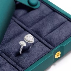 New design green PU leather jewelry organizer case with gray microfiber inside