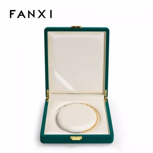 Custom logo &amp; colour leather jewelry necklace box with microfiber inside