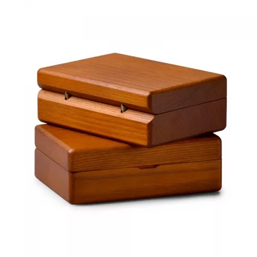 Solid wood jewellery organizer box case with cream gray microfiber inside for ring earring pendant