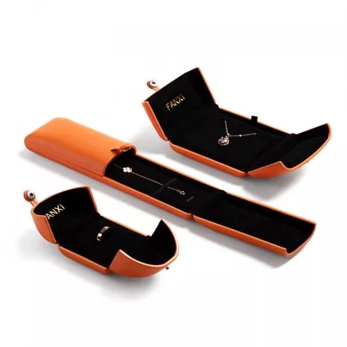FANXI customize unique design orange leather jewelry packaging box