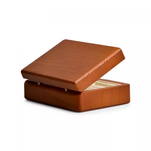 Solid wood jewellery organizer box case with cream gray microfiber inside for ring earring pendant