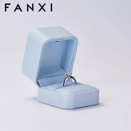 FANXI custom logo &amp; colour light blue leather jewelry packaging box