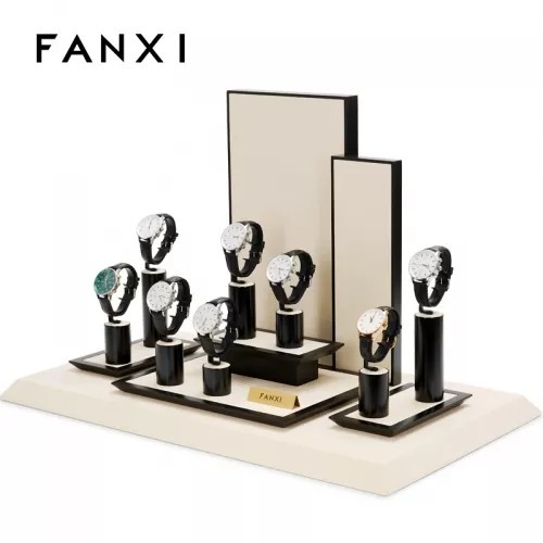 FANXI new design piano baking paint watch display stand set