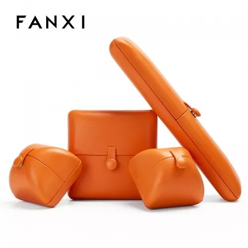 FANXI customize unique design orange leather jewelry packaging box