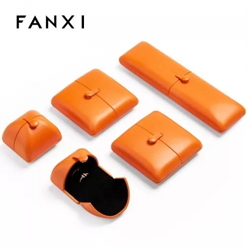 FANXI customize unique design orange leather jewelry packaging box