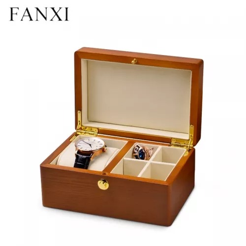 Vintage wood jewelry organizer gift box for bangle ring pendant watch