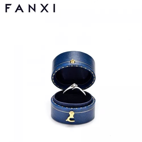 FANXI custom logo & colour leather jewelry ring packaging box
