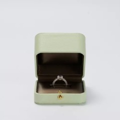 FANXI custom logo & colour green leatherette jewelry ring packaging box