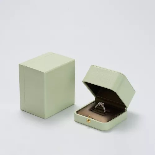 FANXI custom logo & colour green leatherette jewelry ring packaging box