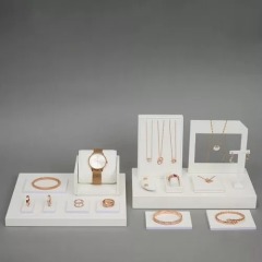 FANXI factory customize white PU leather jewellery display stand set
