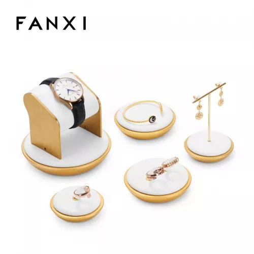 Luxury metal frame jewelry display set with microfiber