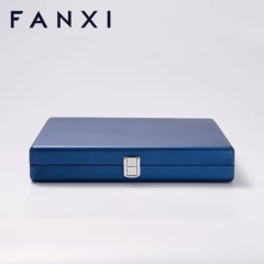 FANXI custom logo & colour blue PU leather jewelry case