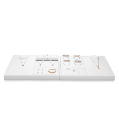 FANXI luxury white PU leather jewelry display stand set
