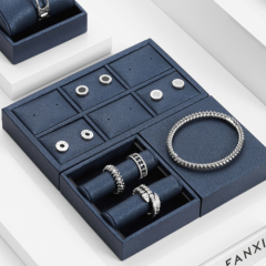 FANXI luxury blue colour jewelry display stand tray