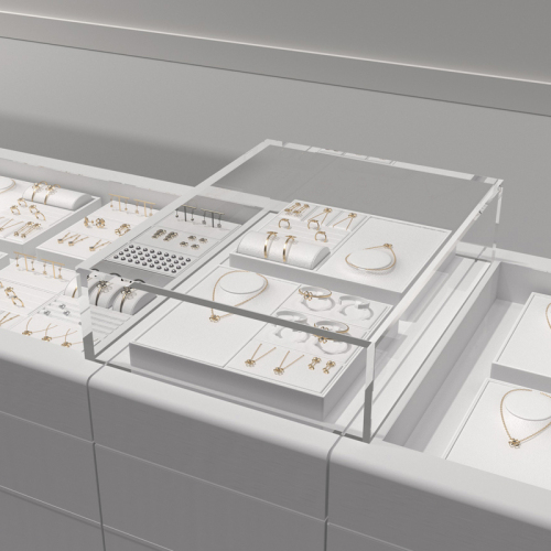 FANXI luxury white PU leather jewelry display stand set