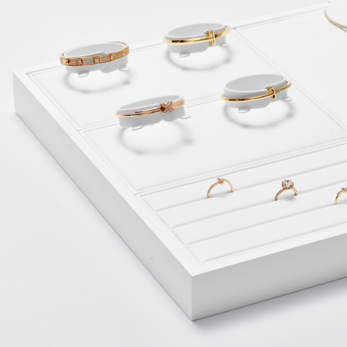FANXI luxury white PU leather jewelry display stand set